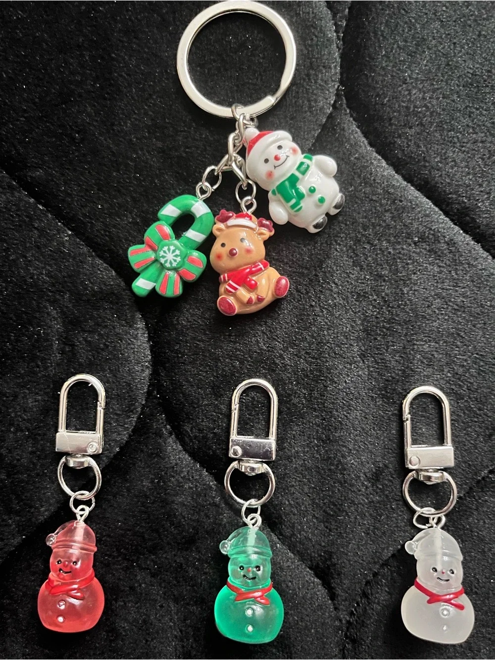 Snowman/Holiday Themed 4 Cute Bag Charms or Keychains Bundle